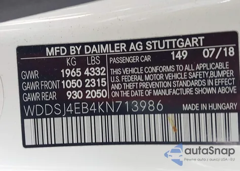 2019 Mercedes-Benz Cla 250 z USA, uszkodzony, nr VIN WDDSJ4EB4KN713986